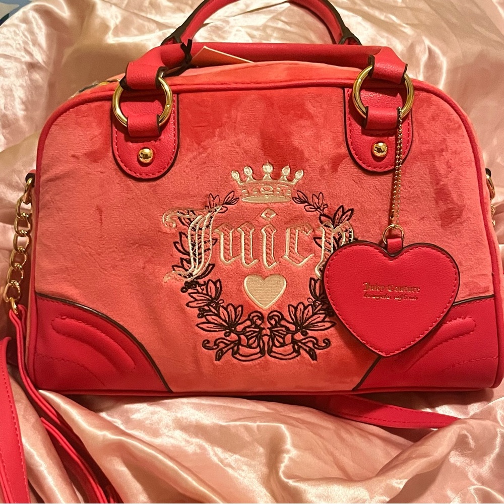 Juicy Couture Hot Pink Free Love Heritage Bowler Bag